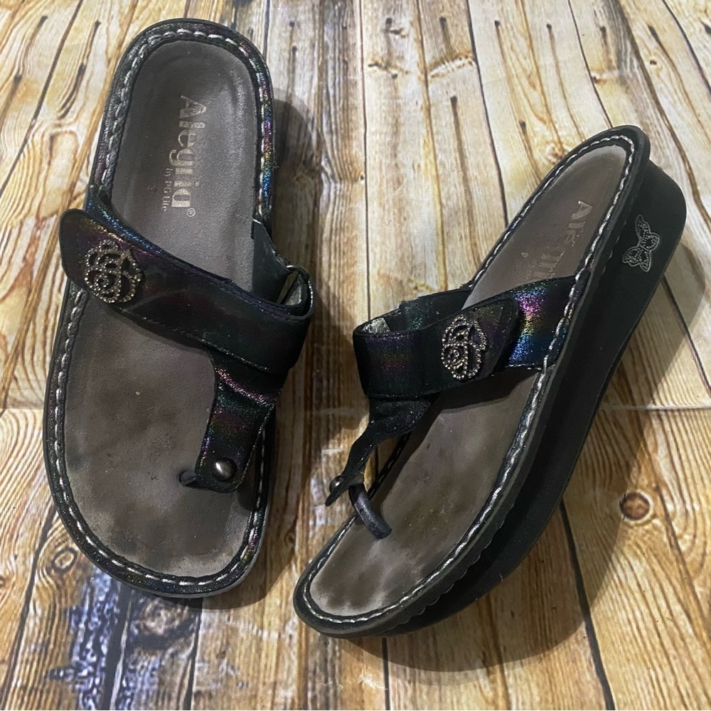 ALEGRIA  Car 224 Carina Sandal Thong Slide Rainbow Shimmer